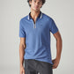 Men's Solid Blue Textured Polo T-shirt - Styleshot View