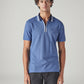 Men's Solid Blue Textured Polo T-shirt - Front View