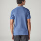 Men's Solid Blue Textured Polo T-shirt - Back View