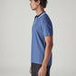 Men's Solid Blue Textured Polo T-shirt - Side View