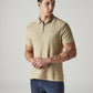 Men's Solid Beige Textured Polo T shirt - Styleshot View