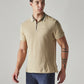 Men's Solid Beige Textured Polo T shirt - Side View