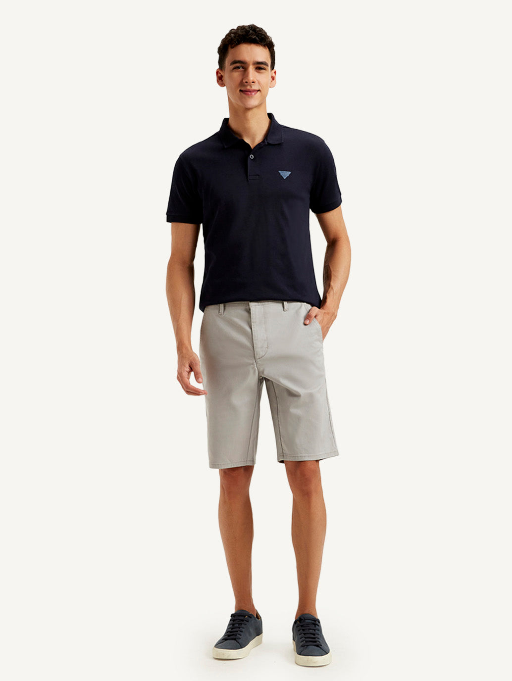 Men's Grey Tapered Shorts - Front View