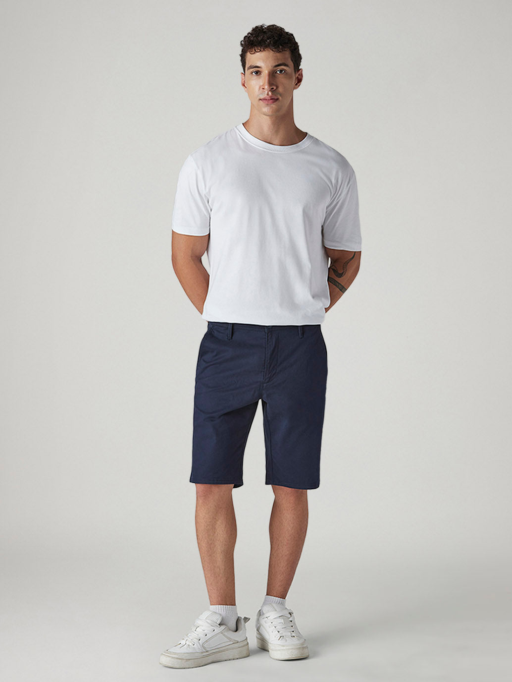 Men's 541 Navy Athletic Tapered Fit Mid Rise Shorts - Styleshot View
