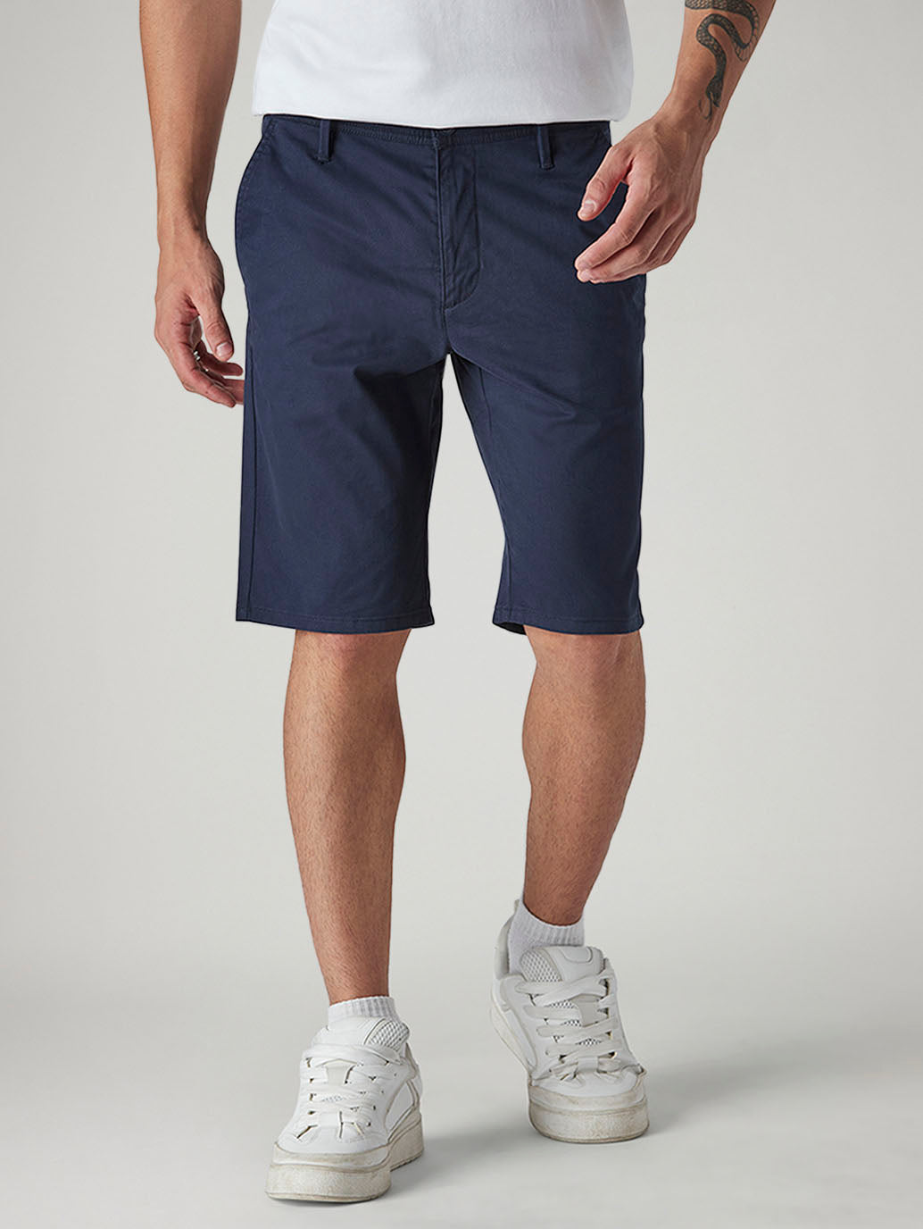 Men's 541 Navy Athletic Tapered Fit Mid Rise Shorts - Front View
