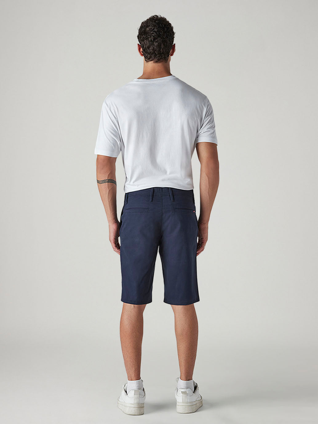 Men's 541 Navy Athletic Tapered Fit Mid Rise Shorts - Back View