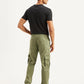 Men's Olive Loose Fit Cargo Trousers - Back View