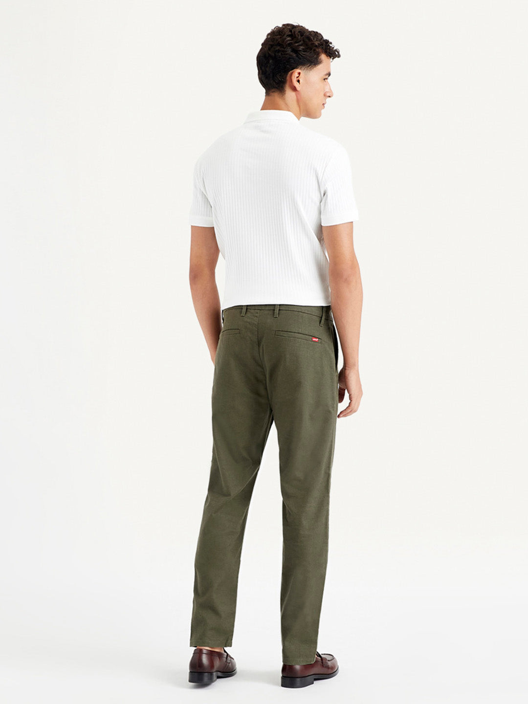 Men's Green Tapered Chinos - Back View