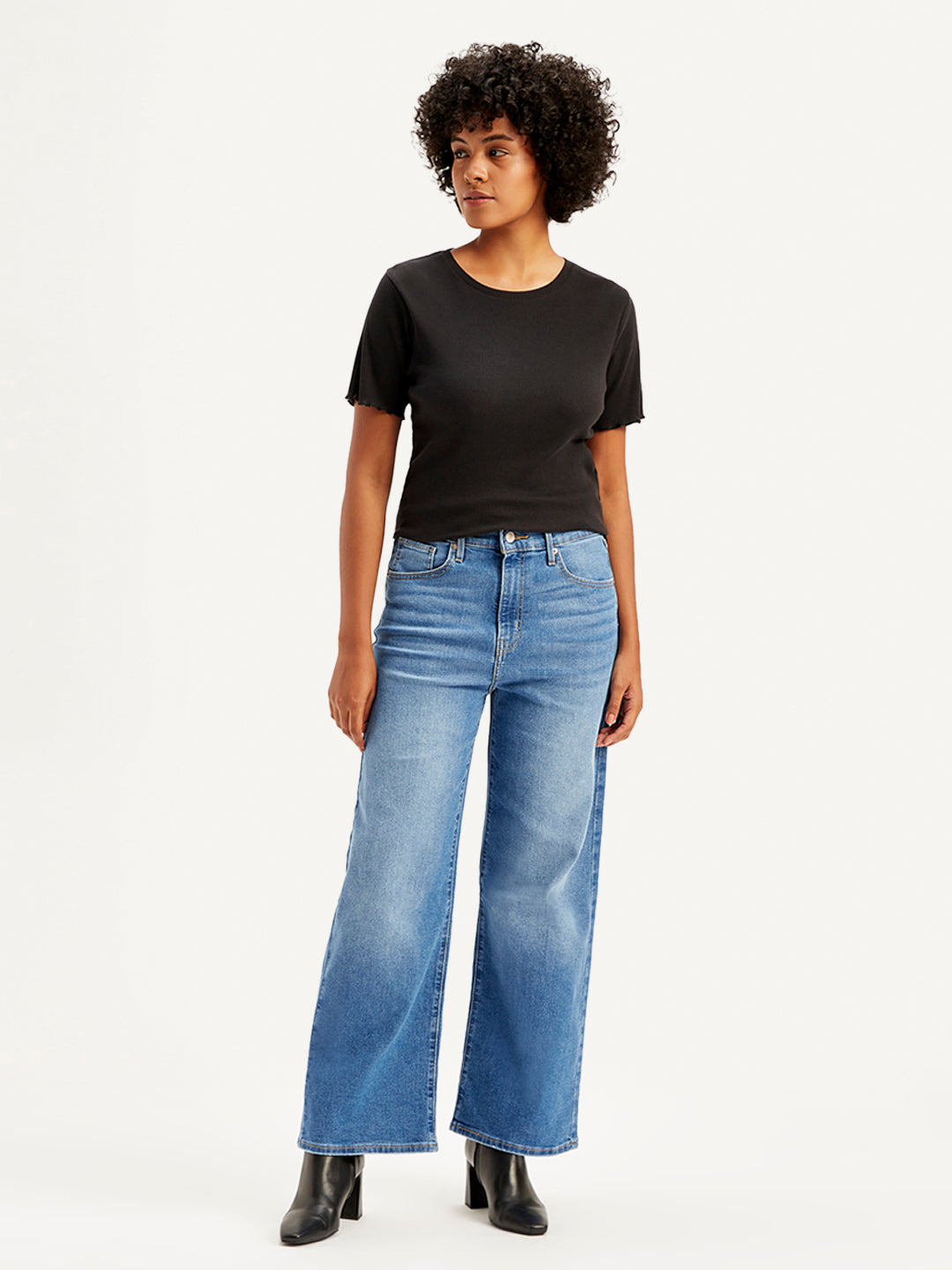 Women's Blue Mile High Wide Leg Fit High Rise Jeans