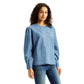 Women's Solid Blue Round Neck Denim Top - Side View