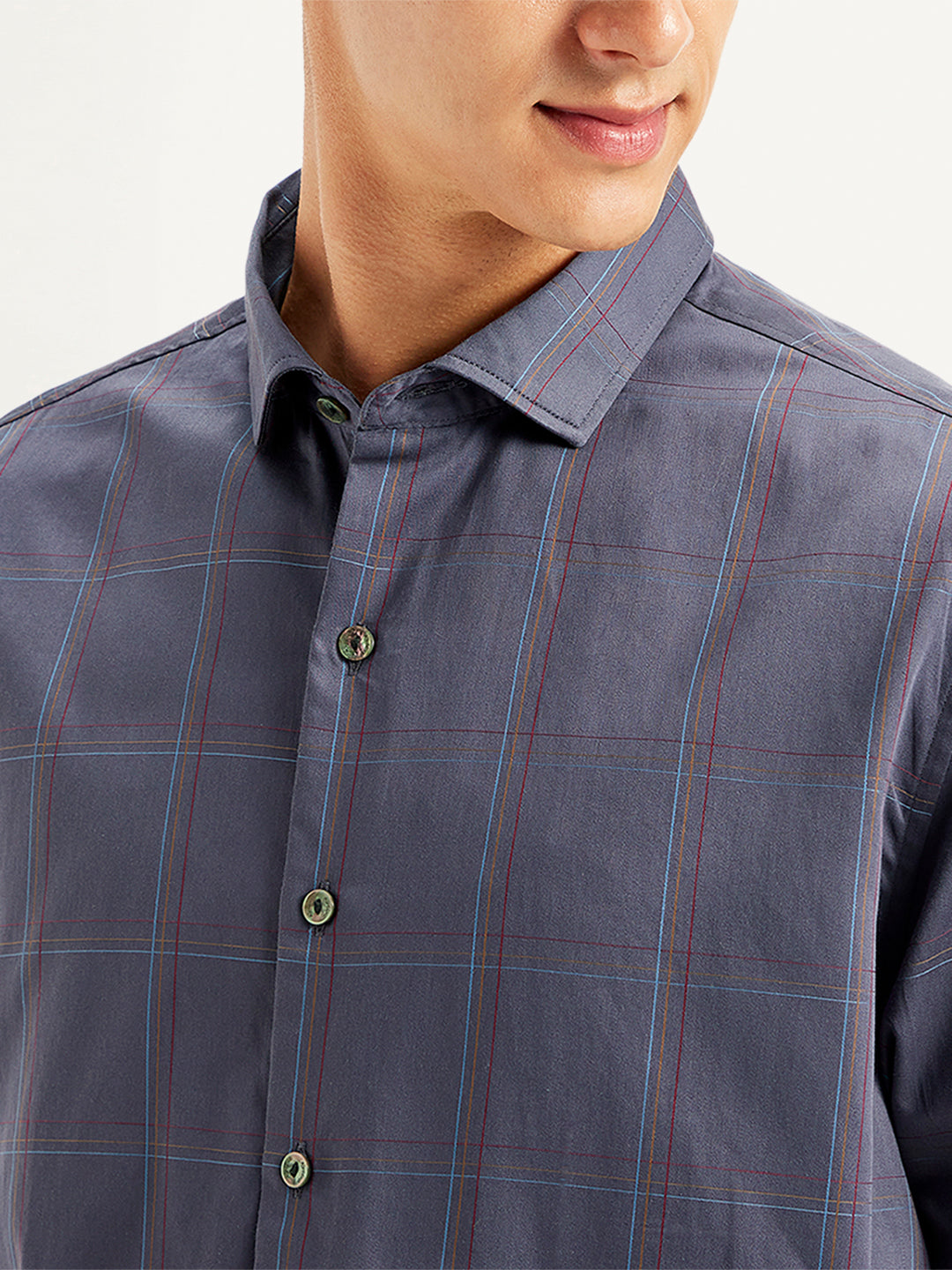 Men's Redloop Checkered Spread Collar Shirt - d4367467-773d-47bd-a926-ec34134cf993 View