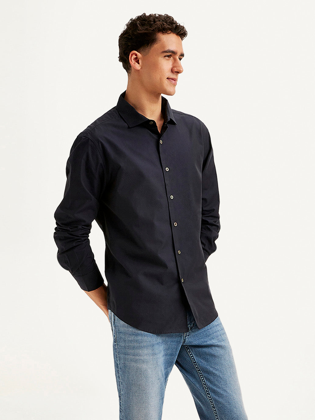Men's Redloop Solid Slim Fit Shirt - Side View