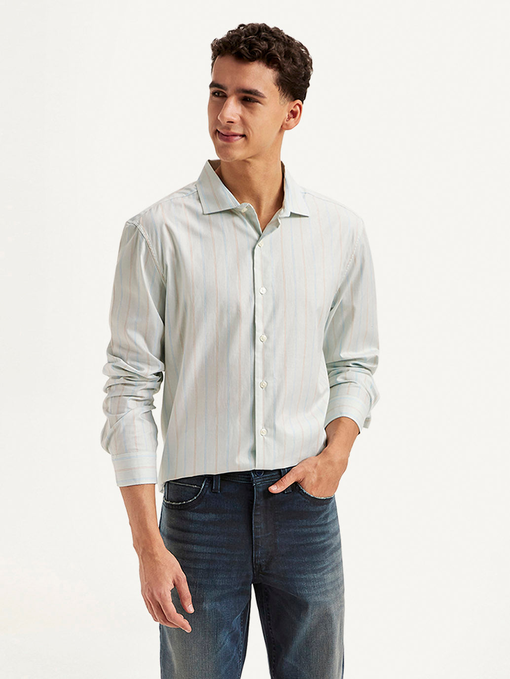 Men's Redloop Striped Slim Fit Shirt - Styleshot View