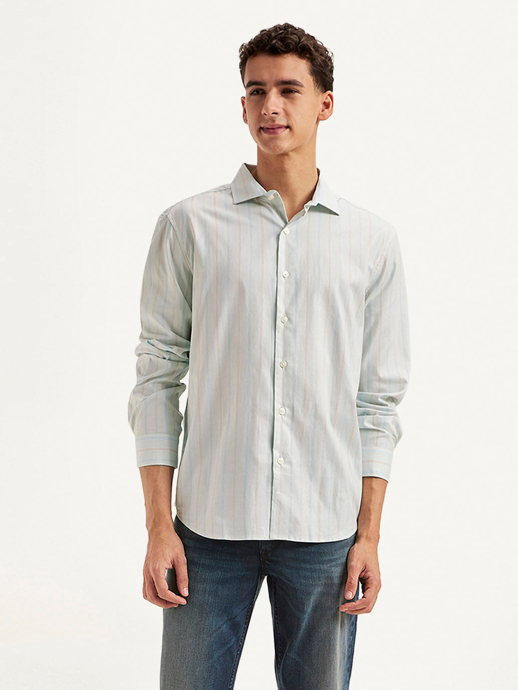 Men's Redloop Striped Slim Fit Shirt - Front View