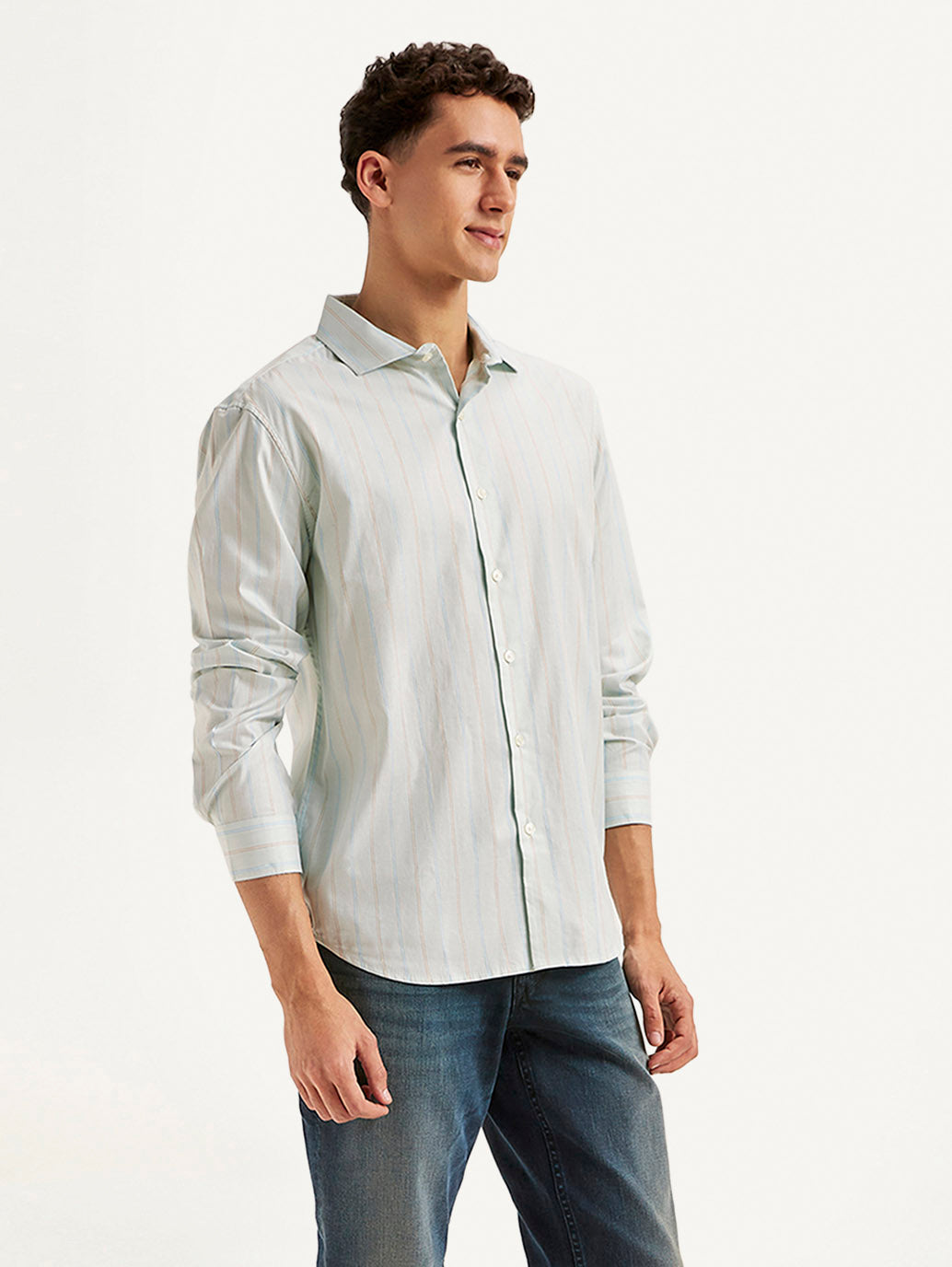 Men's Redloop Striped Slim Fit Shirt - Side View