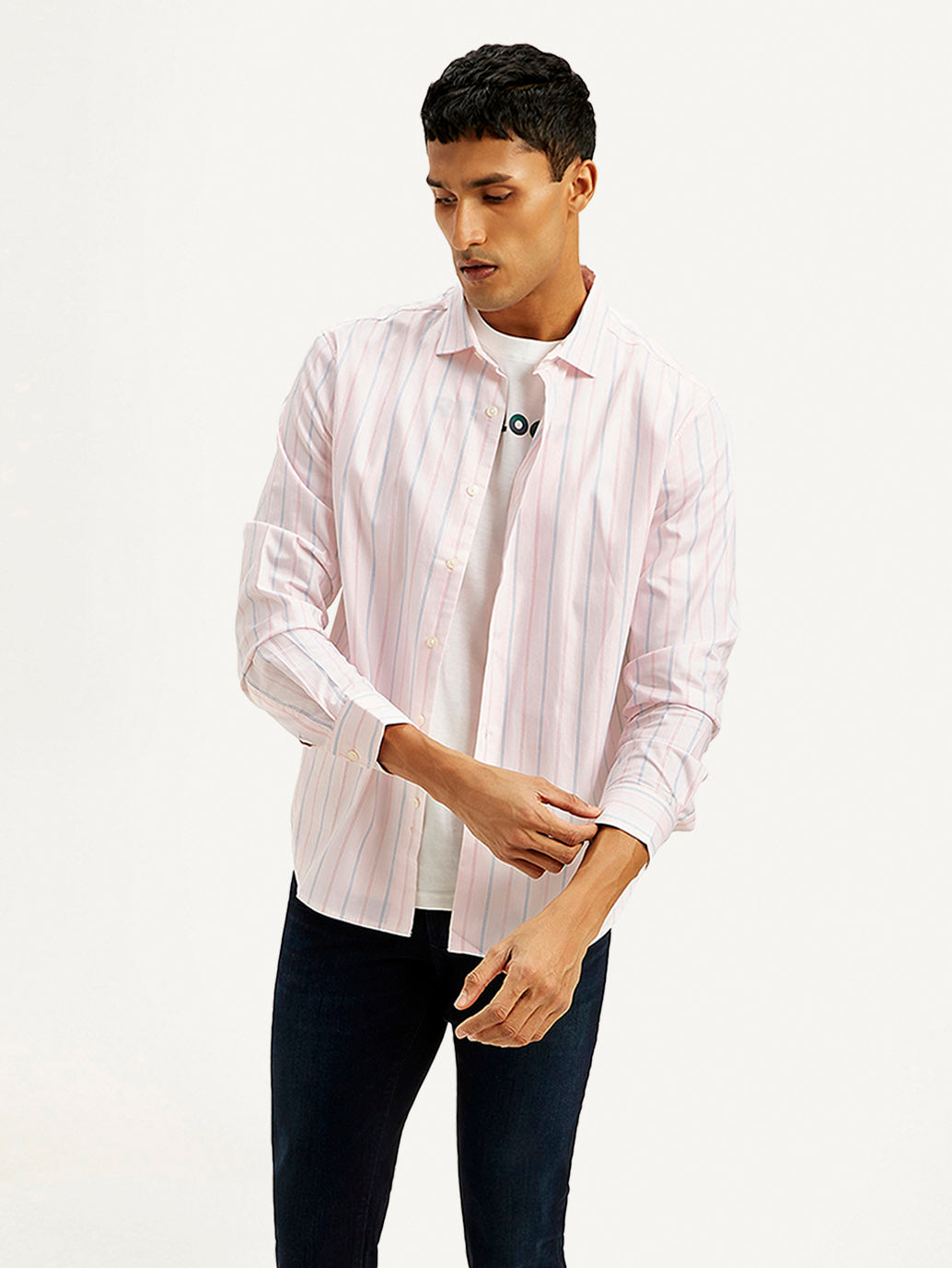 Men's Redloop Striped Slim Fit Shirt - Styleshot View