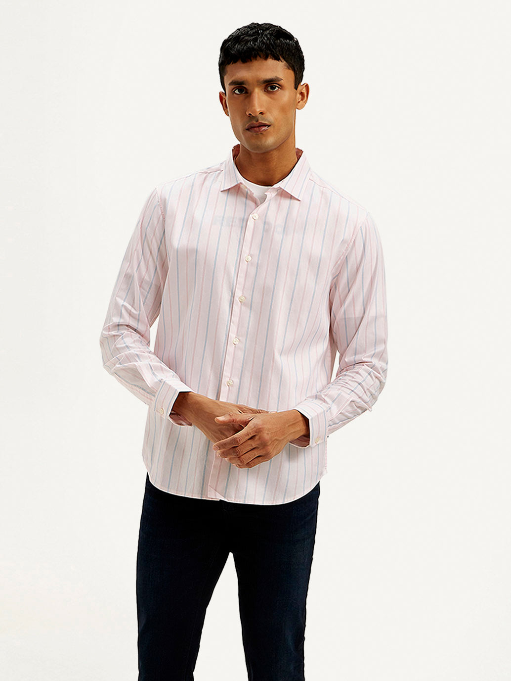 Men's Redloop Striped Slim Fit Shirt - Front View