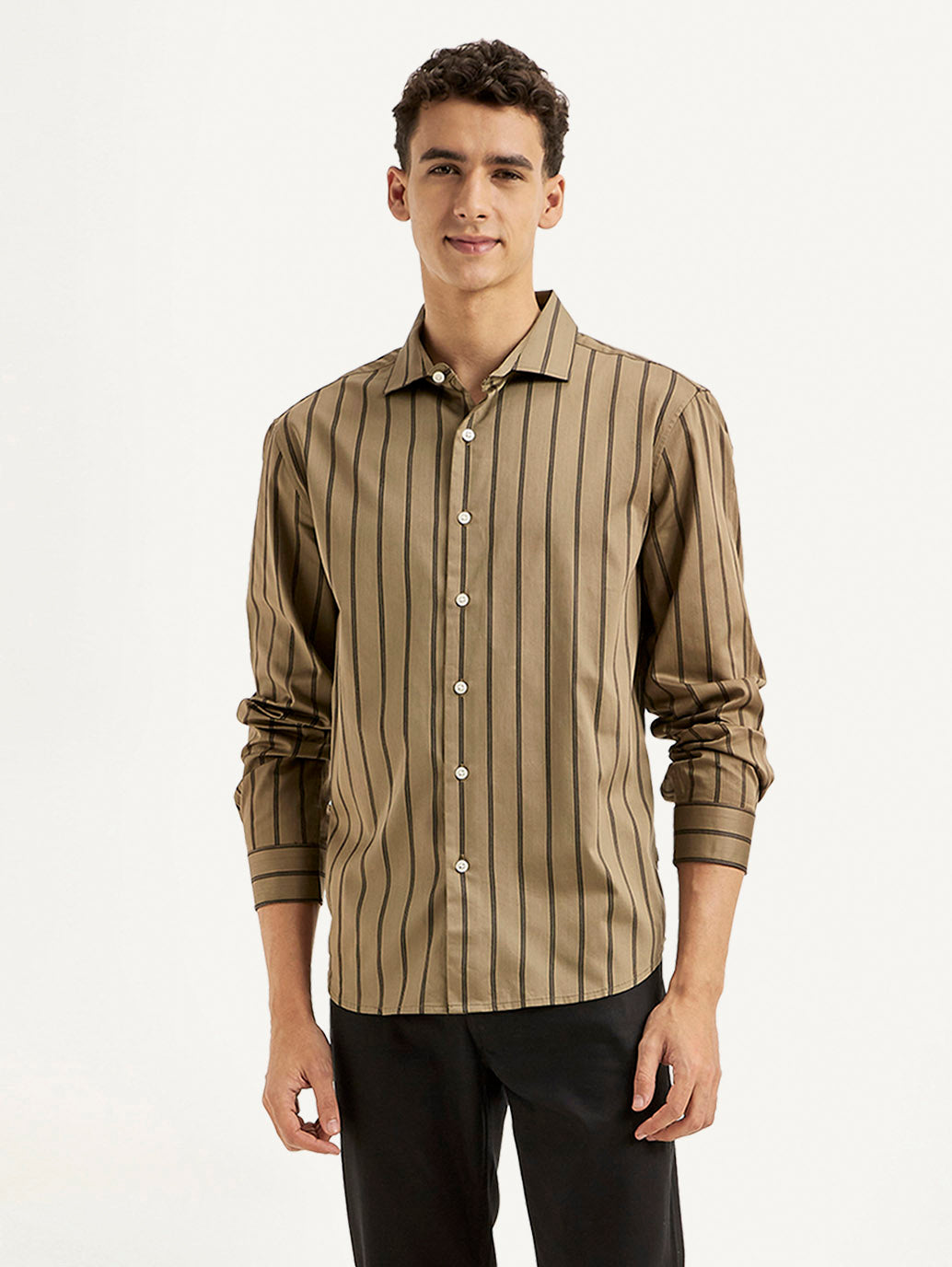 Men's Redloop Striped Slim Fit Shirt - Front View