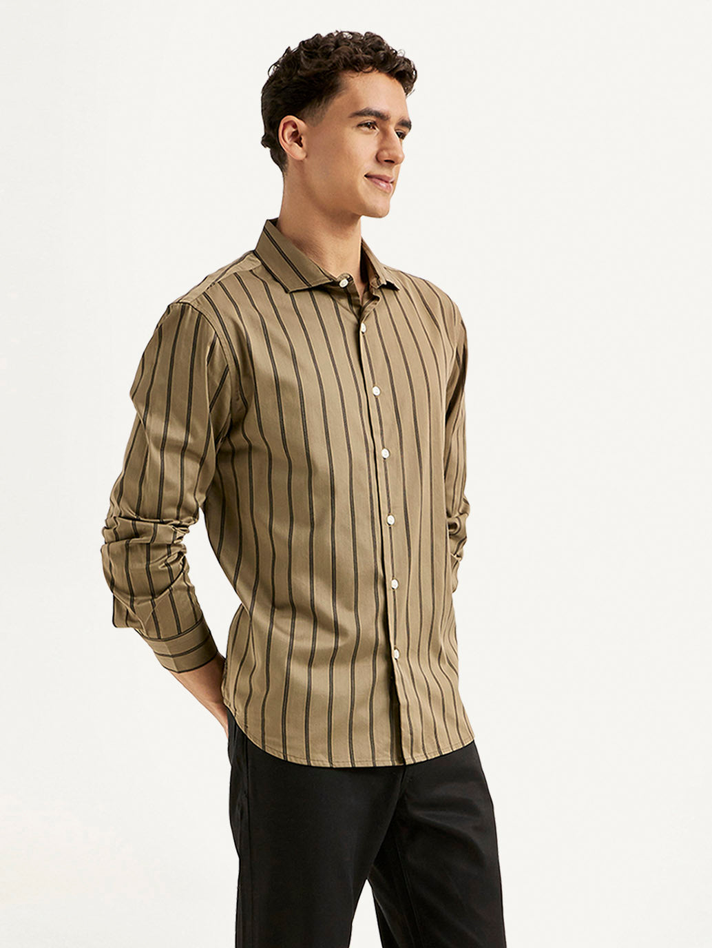 Men's Redloop Striped Slim Fit Shirt - Side View