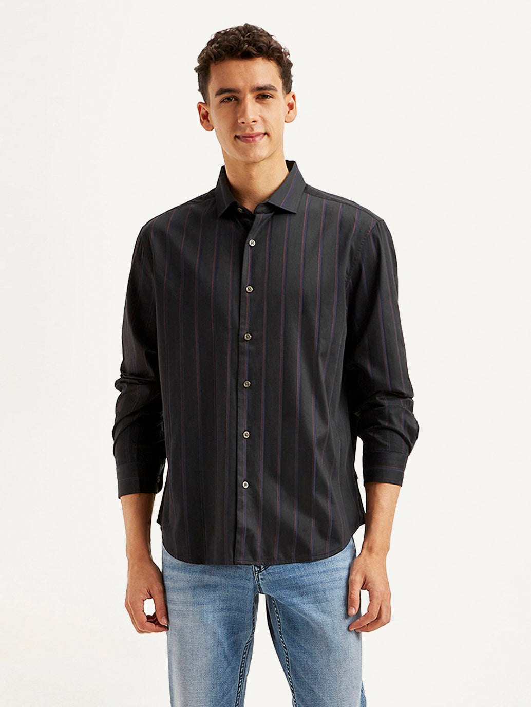 Men's Redloop Striped Slim Fit Shirt - Front View