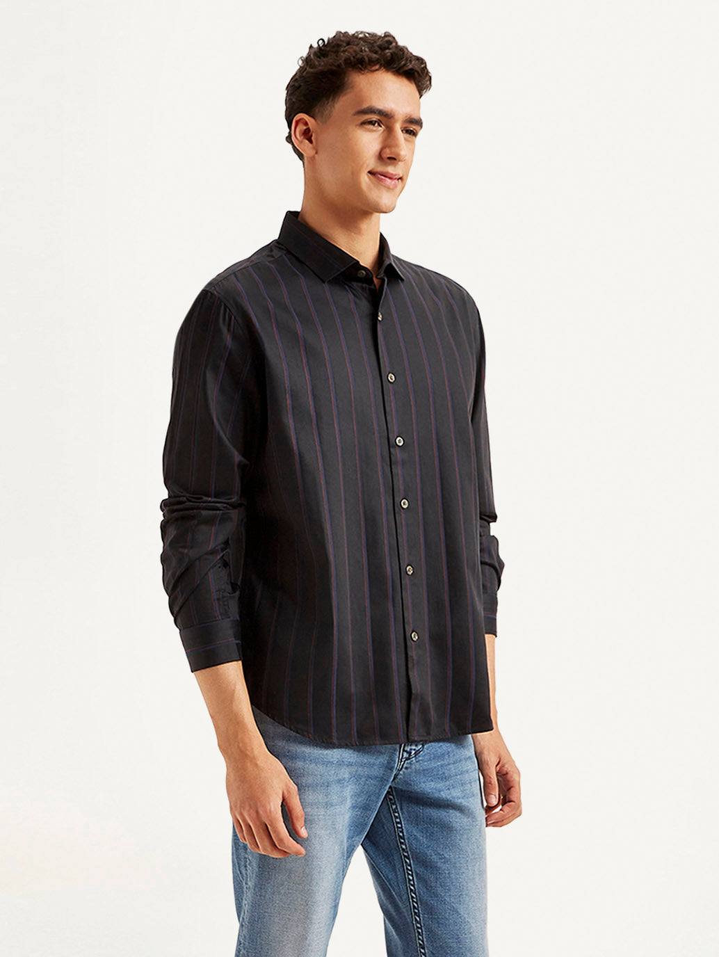 Men's Redloop Striped Slim Fit Shirt - Side View