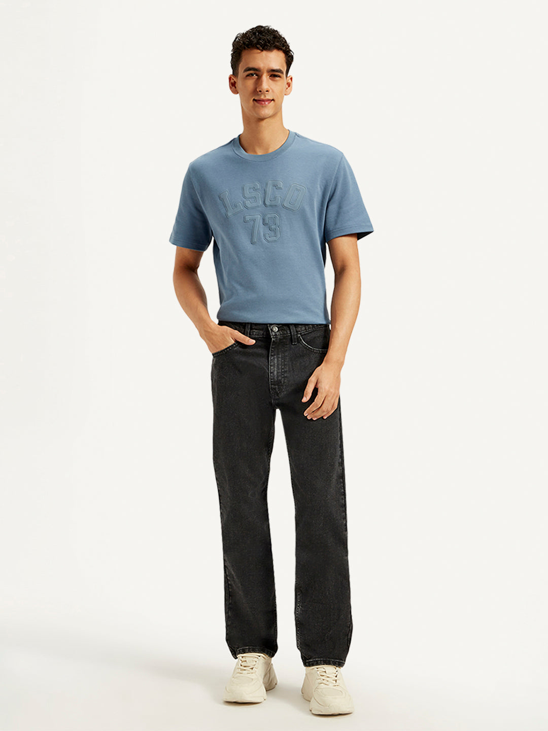 Men's 505 Black Straight Fit Mid Rise Jeans - 20 View