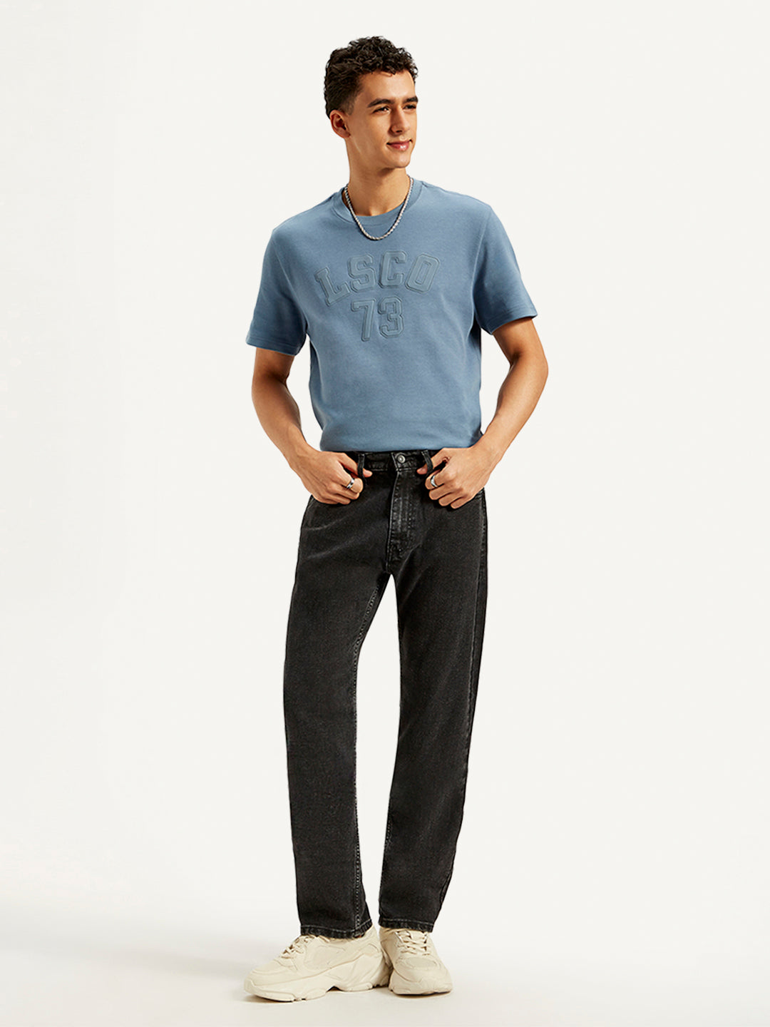 Men's 505 Black Straight Fit Mid Rise Jeans - 20 View