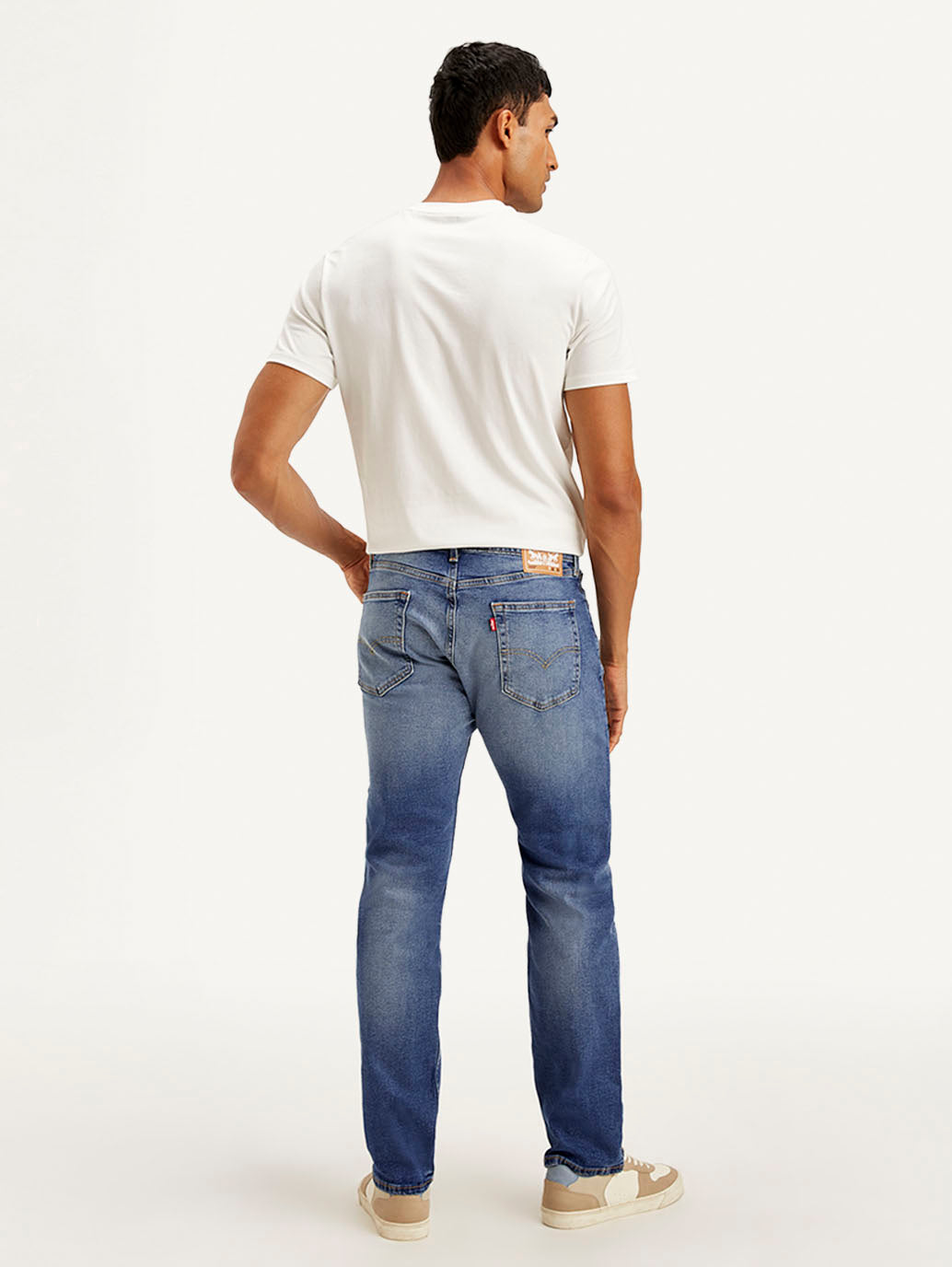 Men's 505 Blue Straight Fit Mid Rise Jeans - Back View