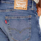 Men's 505 Blue Straight Fit Mid Rise Jeans - Detail View
