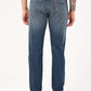 Men's 505 Blue Straight Fit Mid Rise Jeans - bac View