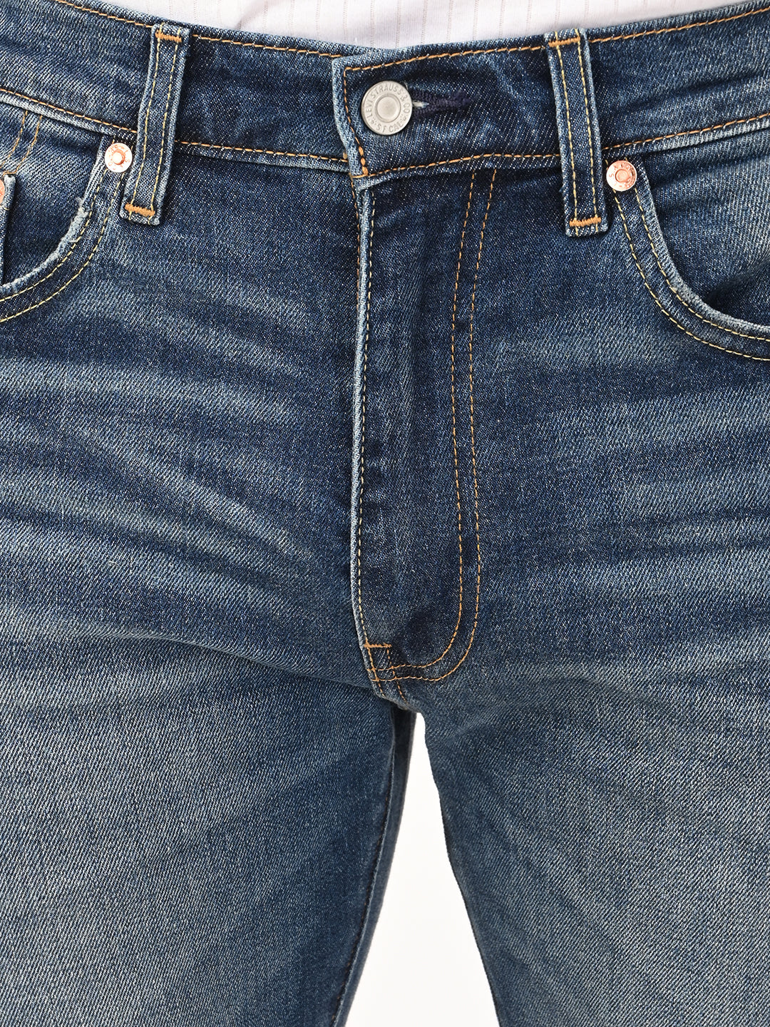 Men's 505 Blue Straight Fit Mid Rise Jeans - detail View