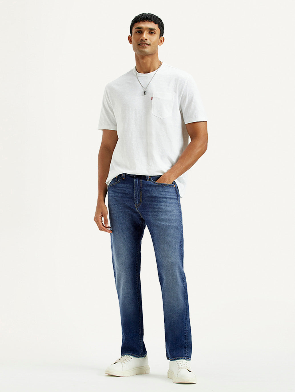 Men's 505 Light Indigo Straight Fit Mid Rise Linen Jeans