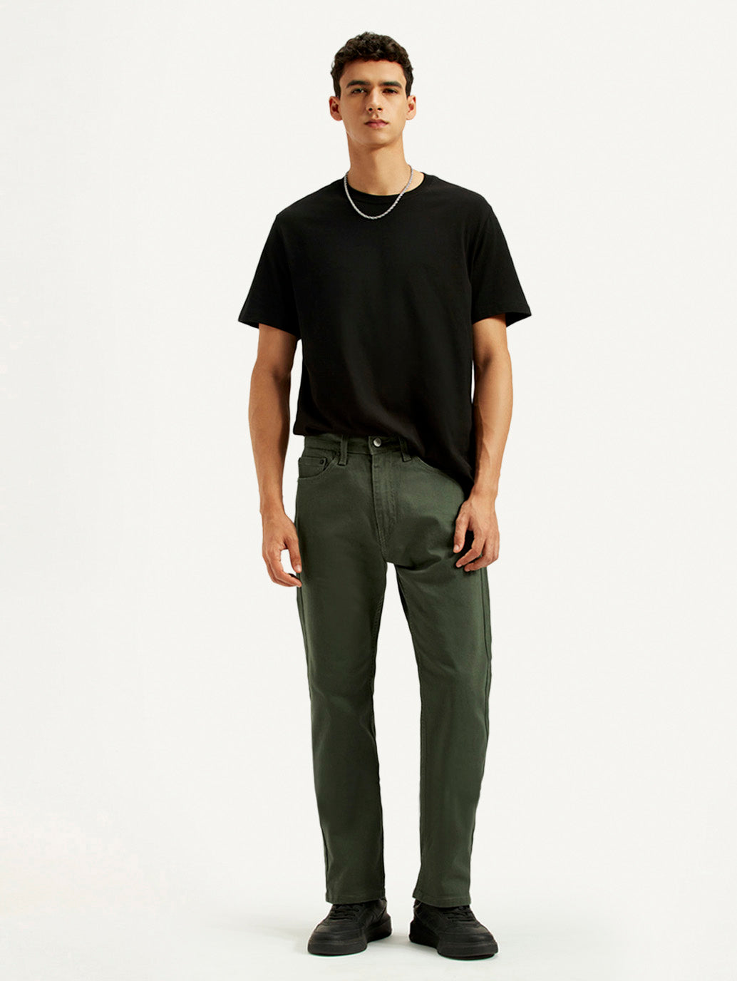 Men's 505 Olive Green Overdyed Straight Fit Mid Rise Jeans - Styleshot View