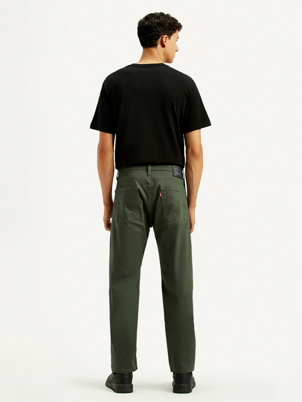 Men's 505 Olive Green Overdyed Straight Fit Mid Rise Jeans - Back View
