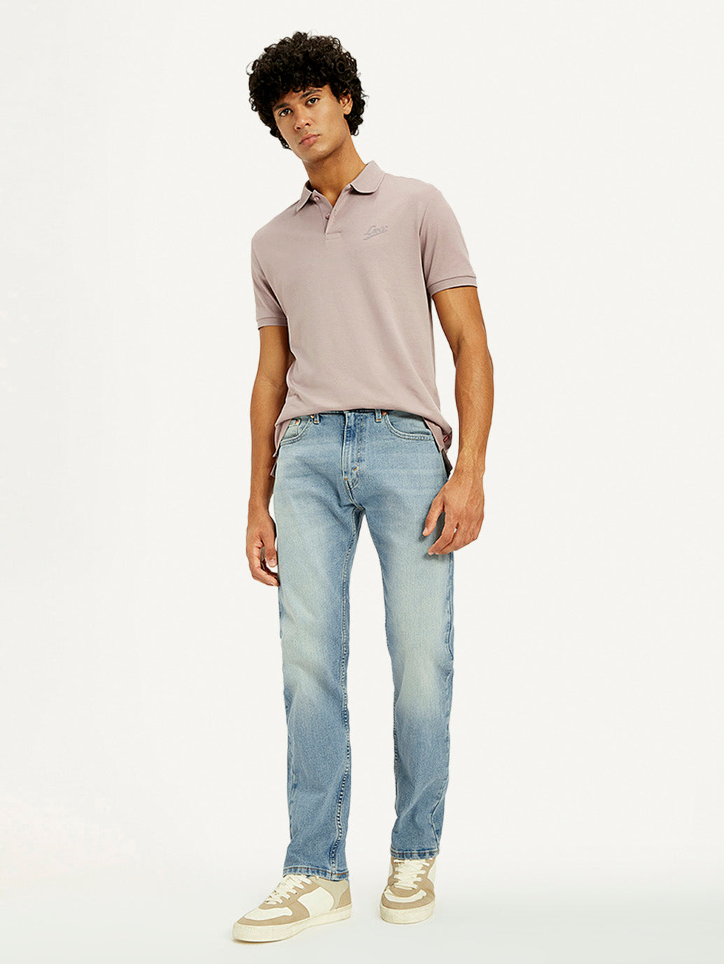 Men's Tinted 505 Light Indigo Straight Fit Mid Rise Jeans - Elevated View