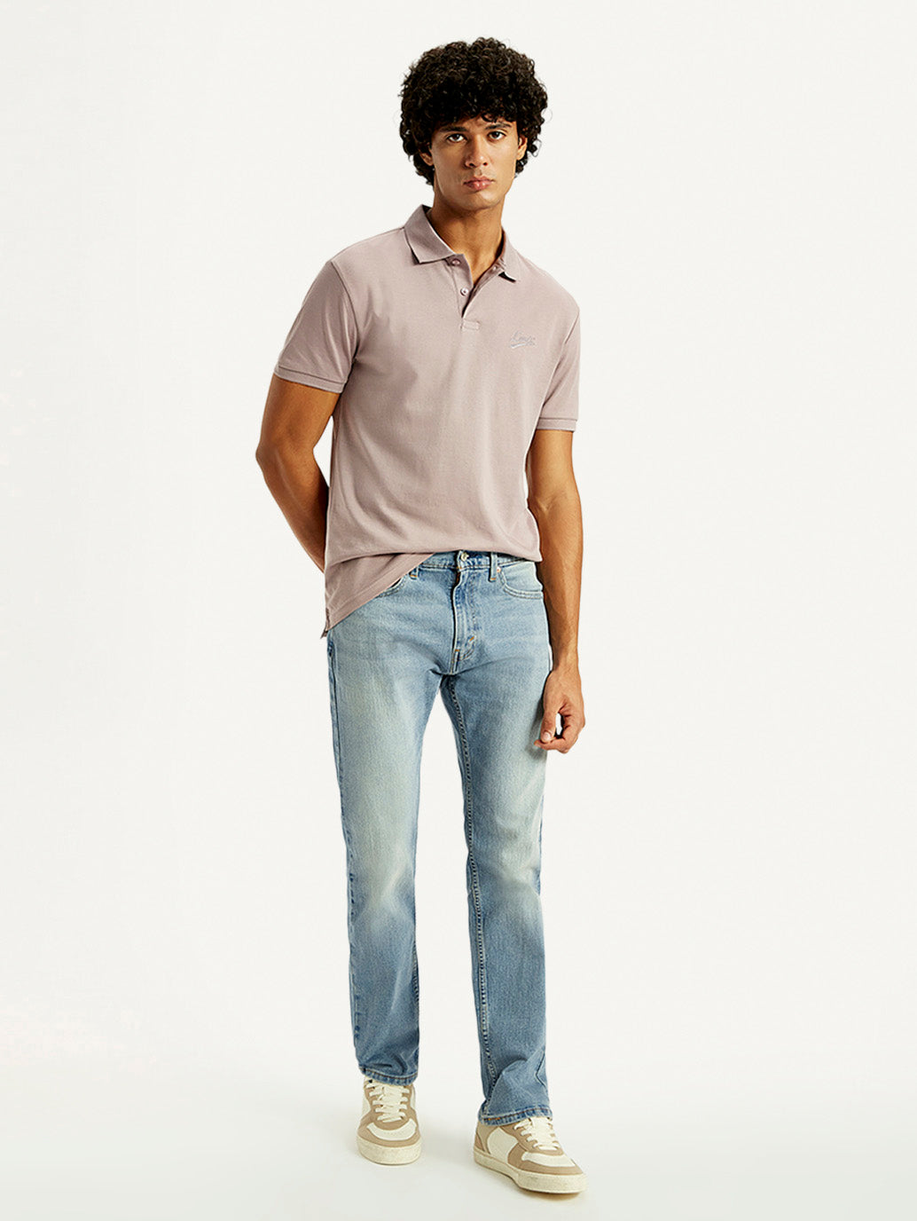 Men's Tinted 505 Light Indigo Straight Fit Mid Rise Jeans