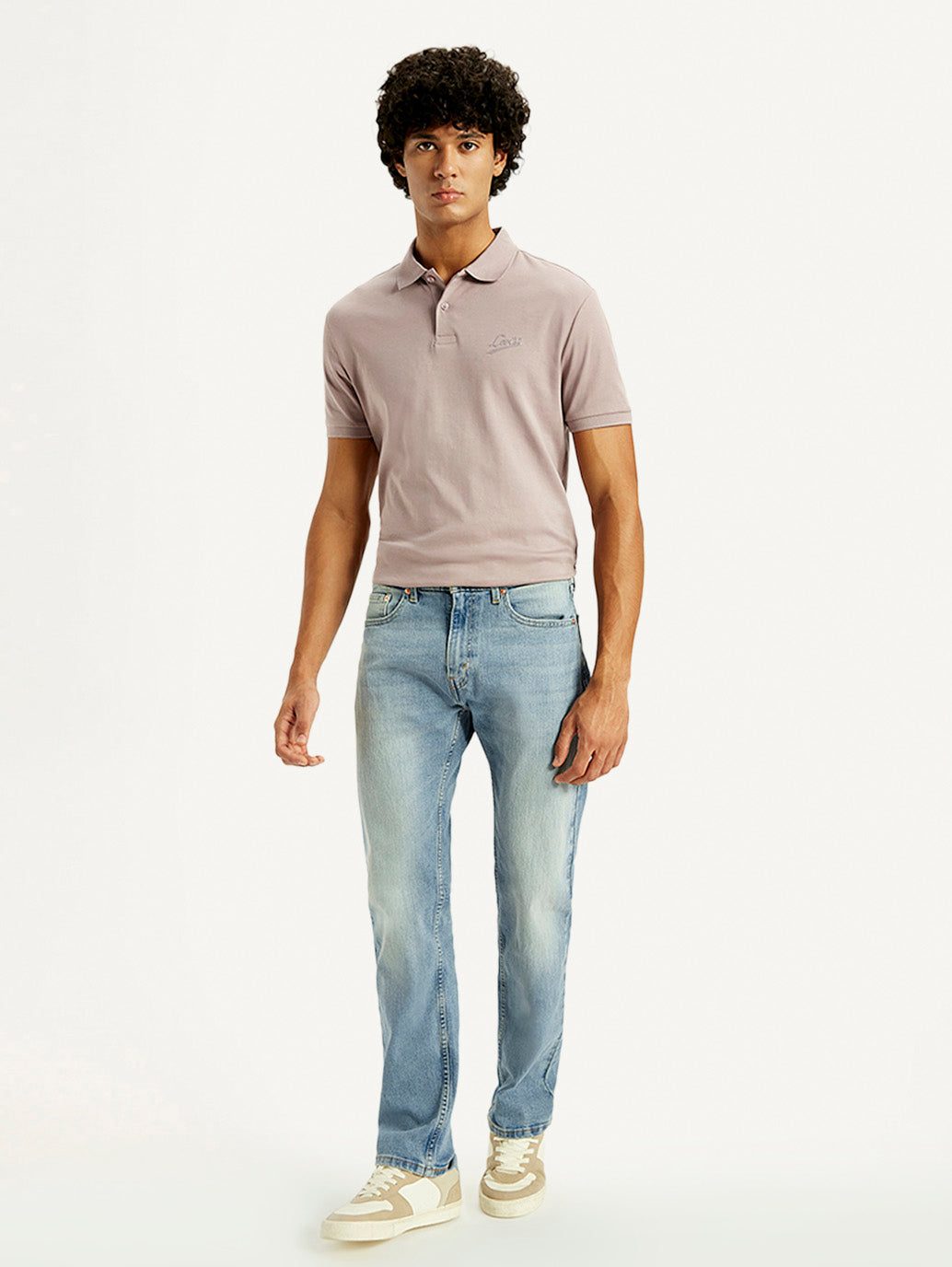 Men's Tinted 505 Light Indigo Straight Fit Mid Rise Jeans - Front View