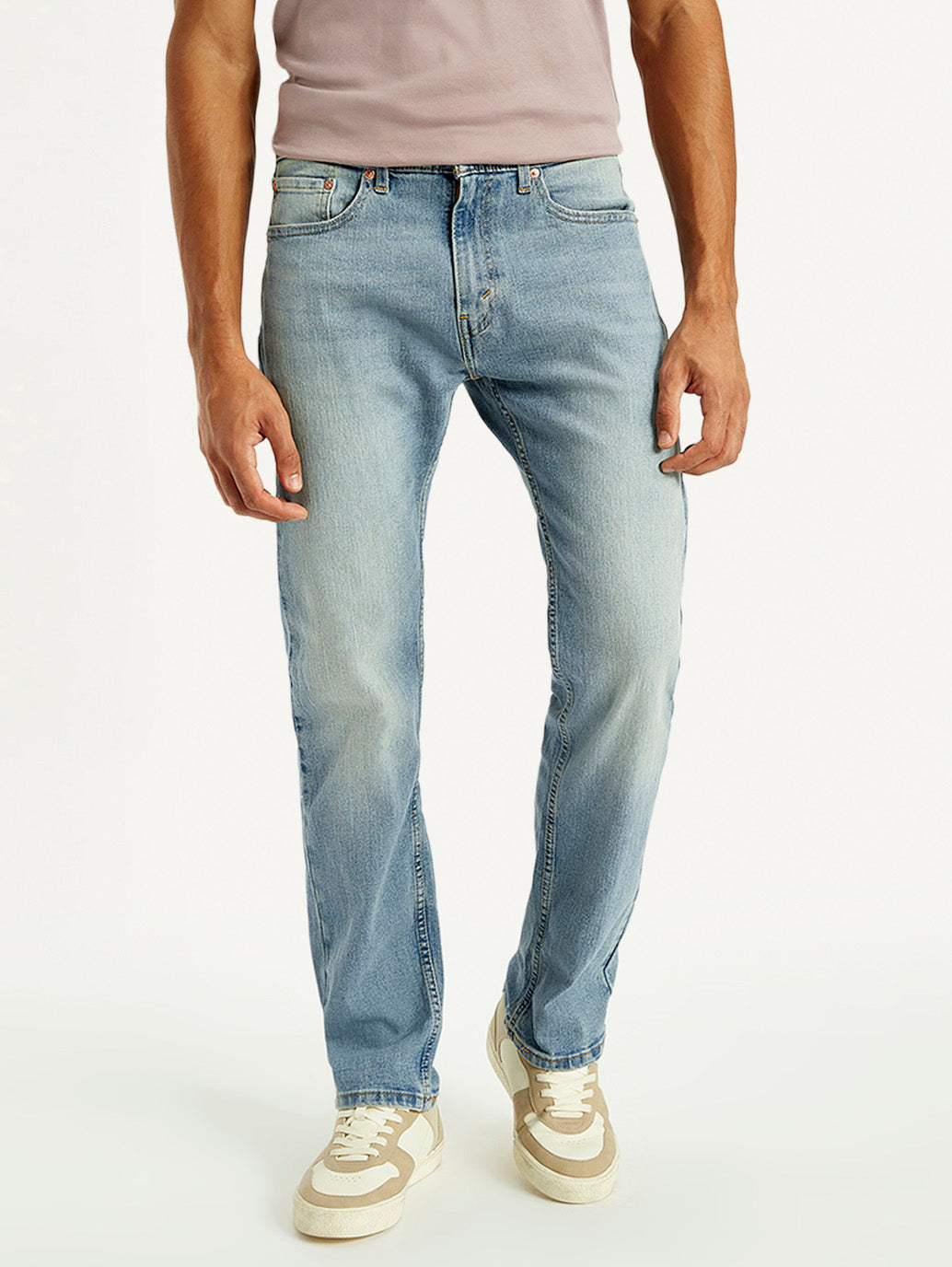 Men's Tinted 505 Light Indigo Straight Fit Mid Rise Jeans - Front View