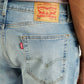 Men's Tinted 505 Light Indigo Straight Fit Mid Rise Jeans - Detail View