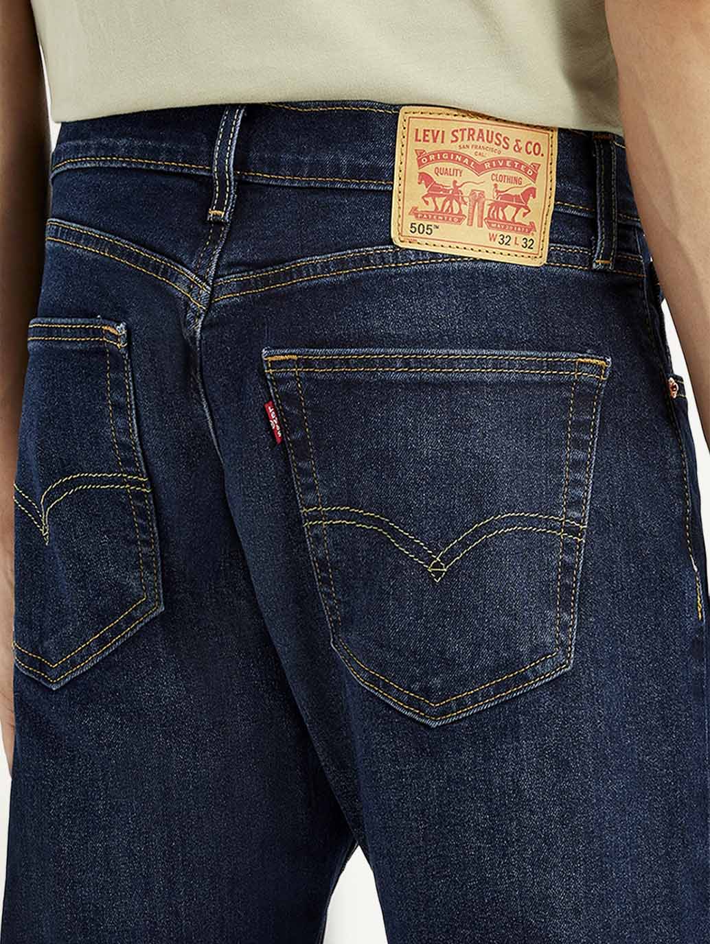 Men's 505 Indigo Straight Fit Mid Rise Jeans - Detail View