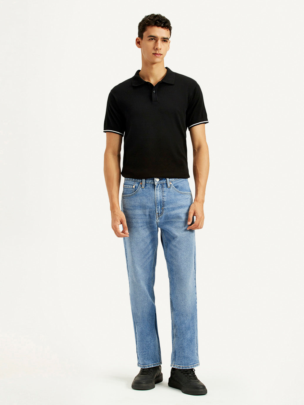 Men's 505 Med Indigo Straight Fit Mid Rise Jeans - Front View