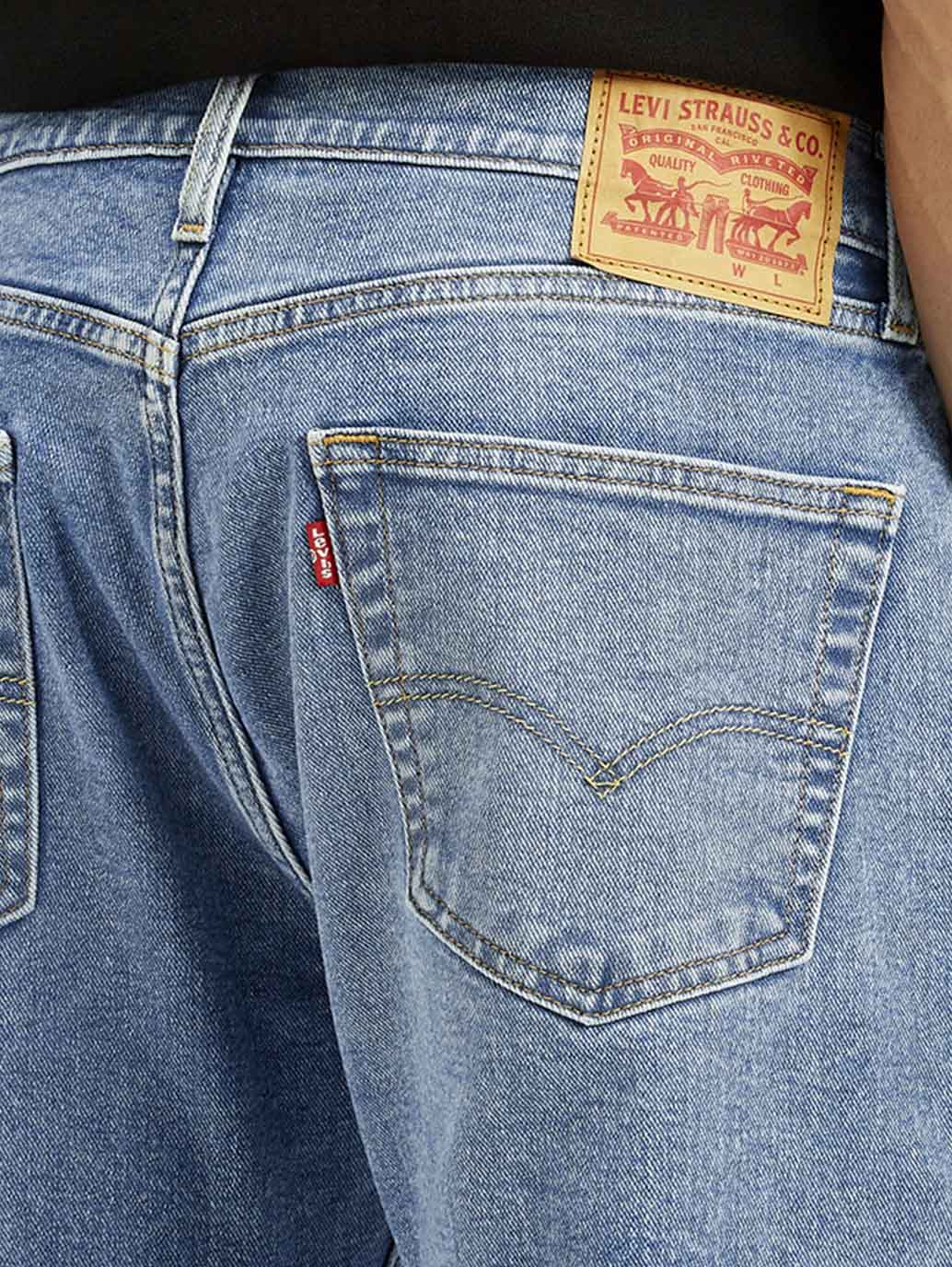 Men's 505 Med Indigo Straight Fit Mid Rise Jeans - Detail View