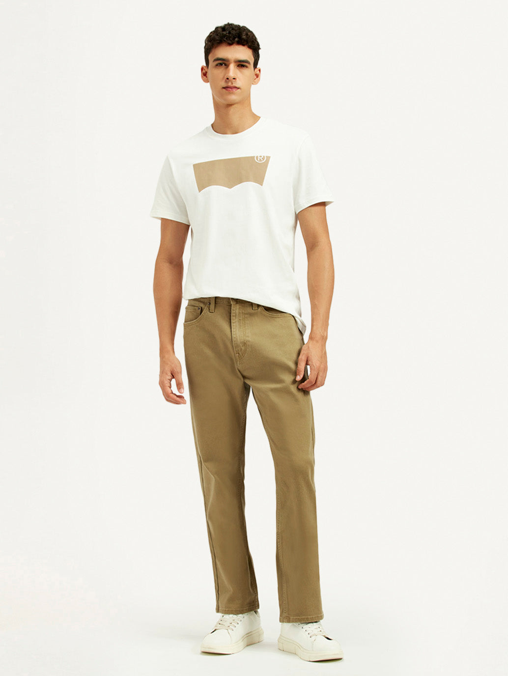 Men's 505 Khaki Overdyed Straight Fit Mid Rise Jeans - Styleshot View