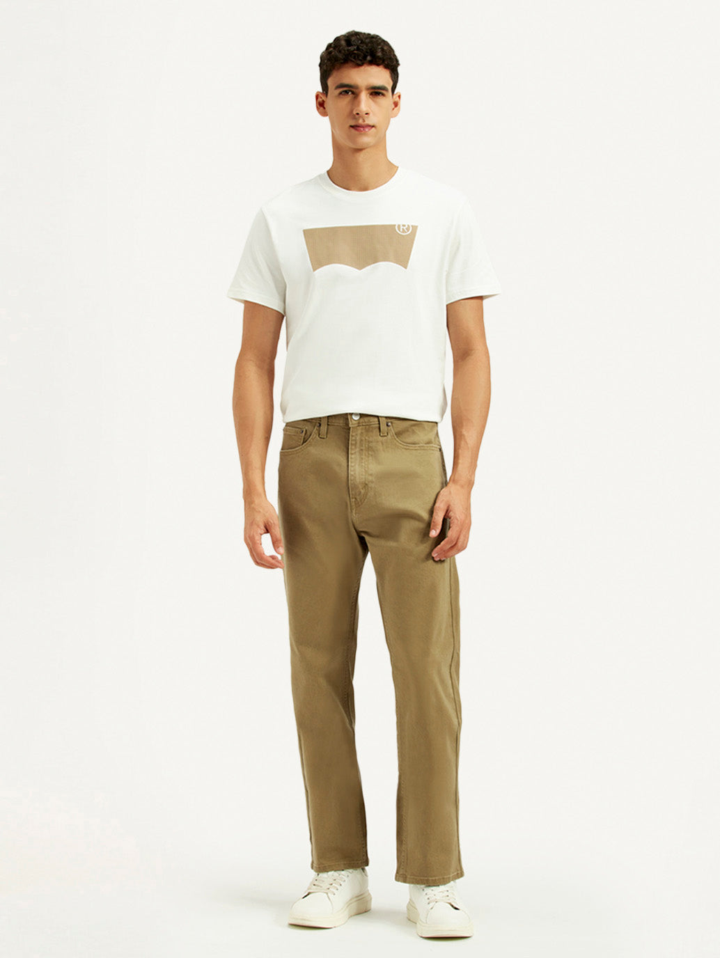 Men's 505 Khaki Overdyed Straight Fit Mid Rise Jeans - Front View