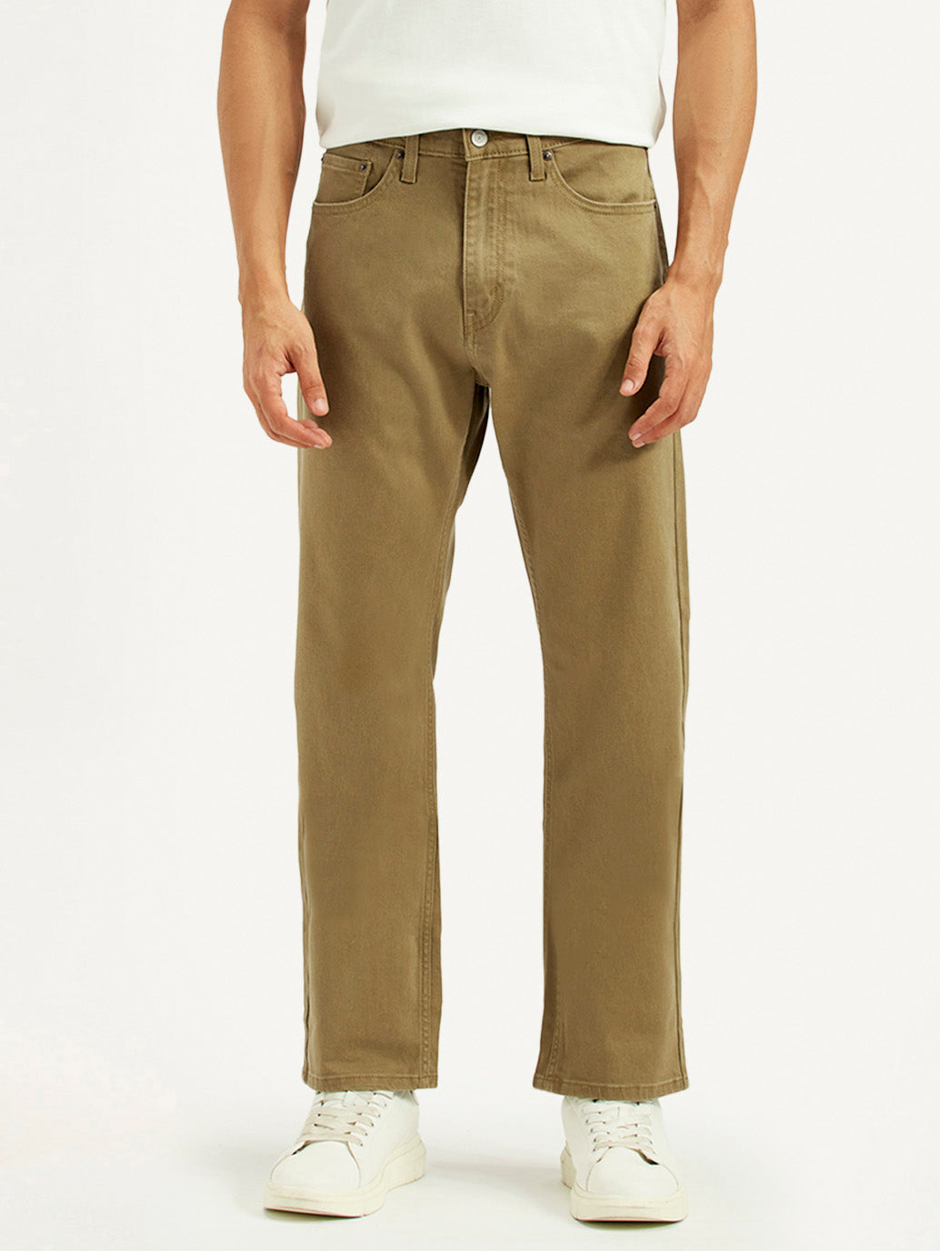 Men's 505 Khaki Overdyed Straight Fit Mid Rise Jeans - Front View