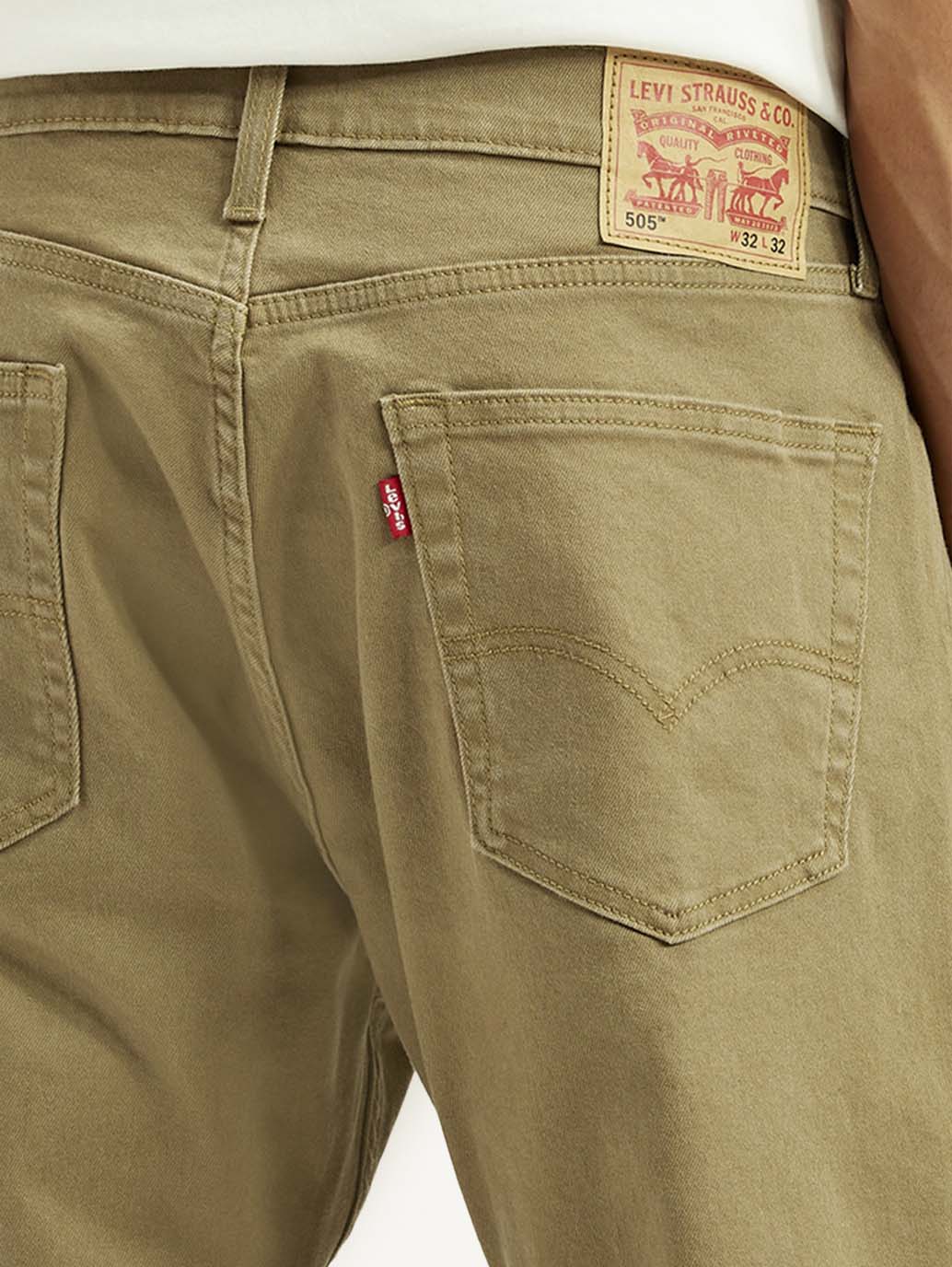 Men's 505 Khaki Overdyed Straight Fit Mid Rise Jeans - Detail View
