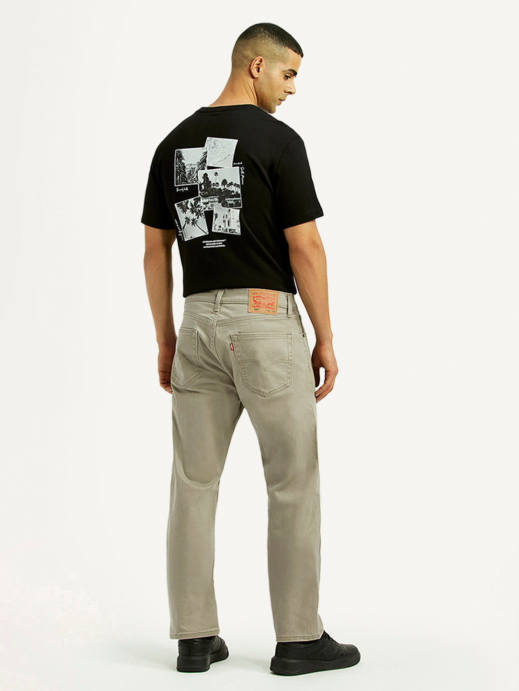 Men's 505 Grey Straight Fit Mid Rise Overdyed Jeans - Back View