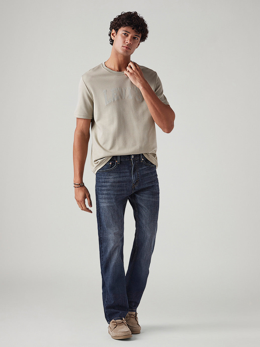 Men's 505 Dark Blue Straight Fit Mid Rise Cross Hatch Jeans