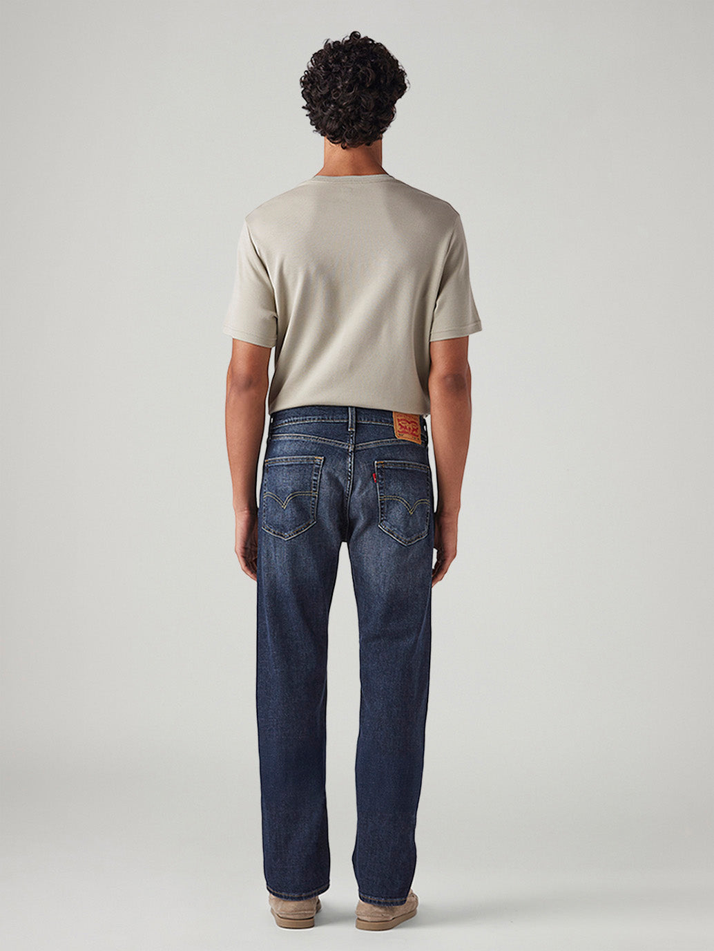 Men's 505 Dark Blue Straight Fit Mid Rise Cross Hatch Jeans - Back View