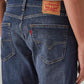 Men's 505 Dark Blue Straight Fit Mid Rise Cross Hatch Jeans - Detail View